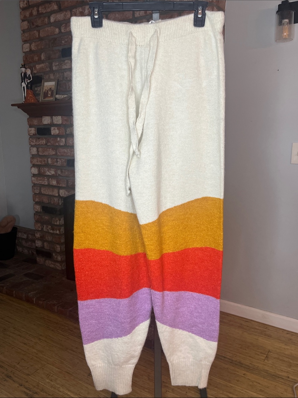 Daily Practice Colorblock Knit Sweatpants - Cream with Mustard, Red & Lavender - Picture 2 of 4